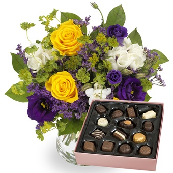 Send blomster og chokolade